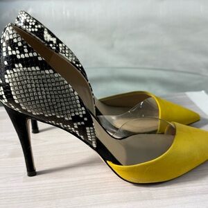 Yellow and Black Women's Heels